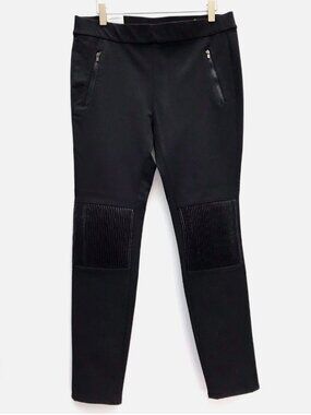 Zara Black Slim Fit Trousers with Knee Patches Women's Size S